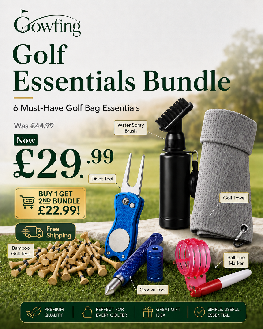 Gowfing Golf Essentials Bundle